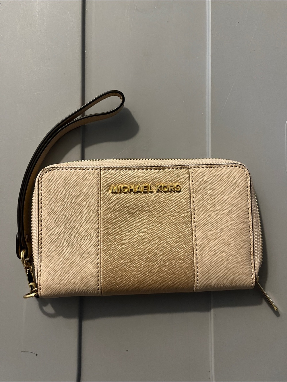 Michael Kors Beige and Gold Wristlet Wallet